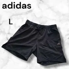 アディダス ハーフパンツ 【L】スポーツ ウエストゴム 紐付き ポケット付 黒