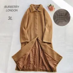美品✨バーバリーロンドン ロングコート シャドーチェック カシミヤ混 茶 3L