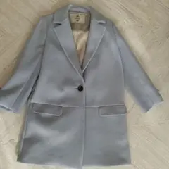 ライトブルー シングルボタン コート