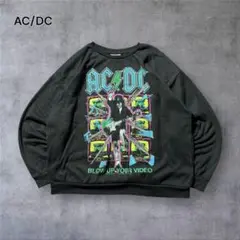 【1781】AC/DCバンドスウェット短丈好デザイン多色プリント太アームY2K