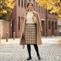 バーバリーロンドン　ノバチェック　ロングスカート　40　毛　100% BURBERRY LONDON(バーバリーロンドン) ノヴァチェック ラップ スカート