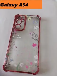 Galaxy A54 ピンクフラワー柄　メッキ加工風　Galaxyケース