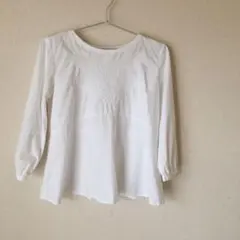 ヒューマンウーマン 刺繍7分袖ブラウス