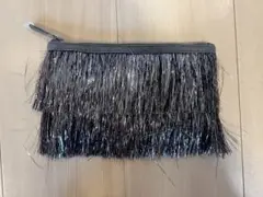 MAフリンジデザイン黒ポーチ