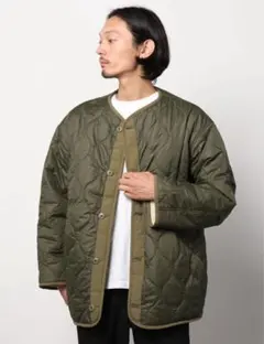値下げ　ビームス　オリーブ色 キルティングジャケット　リバーシブル