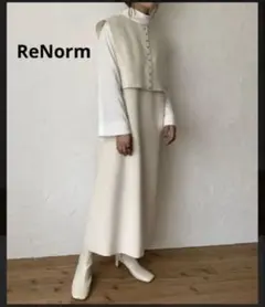 ReNorm YUKIコラボ　ショートベスト×ジャンスカセット⭐︎アイボリー