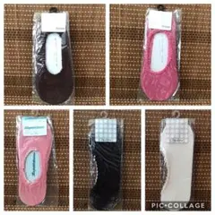 【新品＊フットカバー＊５枚セット＊ピンク＊黒＊白＊レース＆編み目柄など】
