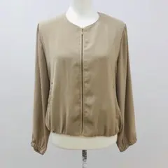 grove ノーカラー ジャケット ベージュ L グローブ ジップアップのサムネイル