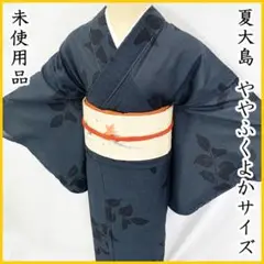 未着用に近い！夏大島＊絣＊実のなる植物柄＊夏物＊大島紬＊着物＊１５８ｃｍ＊６４裄 未着用に近い！純泥染＊7マルキ＊本場奄美大島紬＊着物＊成田