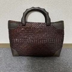 ⭐️ダークブラウン かごバッグ ハンドル付き⭐️