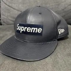 Supreme 59FIFTY レザーキャップ 7 1/4 ネイビー