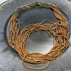 多層ビーズネックレス 茶色