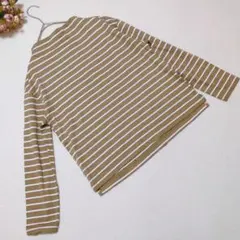 コムサ ボーダーカットソー９号 M 長袖 ベージュ 日本製