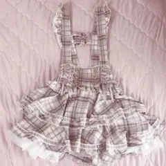 LIZLISA はしごリボンチェックティアードスカパン ピンク