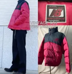 90s名作★New Balance ニューバランスダウンジャケット 赤×黒 L