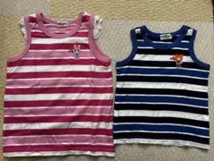 ミキハウス ホットビスケッツ ボーダー柄 お揃いノースリTシャツ 110&80