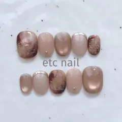 No.477ベリーショート　ネイルチップ　ベージュ　ニュアンス　マグネット　冬