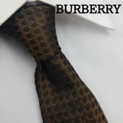 バーバリー 高級シルクネクタイ 総柄（ホースロゴ） ダークブラウン