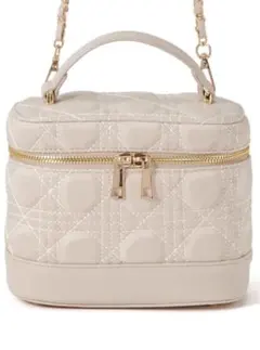 2Wayキルティングチェーンショルダーバニティバッグ[tr602] ベージュ