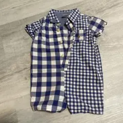 baby GAP チェック柄 半袖ロンパース 6-12ヶ月