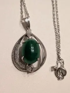 グリーンストーン シルバーペンダントネックレス