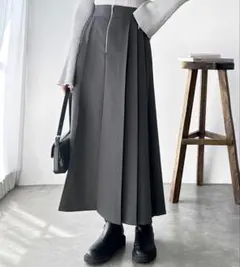 GeeRA 【S-XLサイズ展開】フロントファスナーハイウエストプリーツスカートのサムネイル
