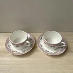 【極美品】ティファニー ブーケ カップ＆ソーサー ペア セット 花柄