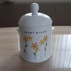 HEART DIARY 陶器製 キャニスター 保存容器 蓋付き 花柄