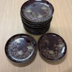 16枚セット 木製 菓子皿 銘々皿 丸盆 和食器