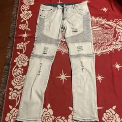 H&M バイカーデニム ダメージジーンズ グレー 36×30 - メルカリ
