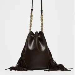 フリンジ付き円筒形バケットバッグ ZARA