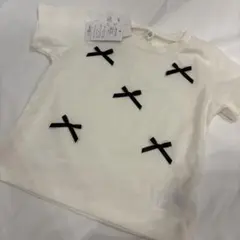 リボン付き 半袖Tシャツ ホワイト 95cmのサムネイル
