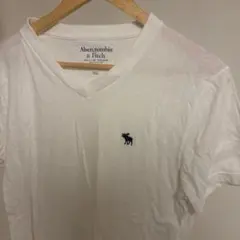 Abercrombie & Fitch ホワイト Vネック Tシャツ