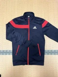 adidas ジャケット(スウェット生地) 黒/赤