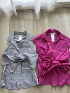 MaxMara ストライプノースリーブシャツとピンクシャツ 2点セットのサムネイル