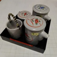 陶器製 調味料セット 醤油さし・ソース入れ