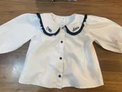 H&M フリル襟シャツ ホワイト　ピーターパンカラー　コットンブラウス