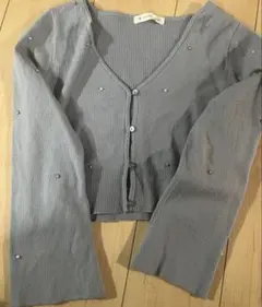 マジェスティックレゴン　ビジュー付きカーディガン Mサイズ