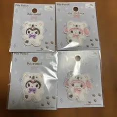 ワッペン　サンリオ　ふわふわスノー　パイルワッペン　4枚セット