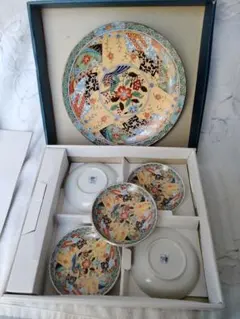 和食器 大皿1枚 小皿 5枚 セット 花鳥図 金彩 陶器 山寿 銘入