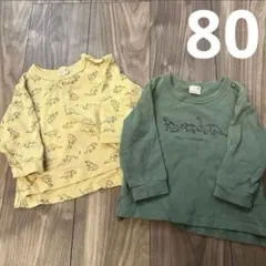 恐竜　プティマイン　男の子 長袖 Tシャツ 薄手 トレーナー セット 80