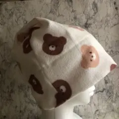 くま柄[124]タオル帽子サウナキャップ　ケアキャップ医療用帽子　抜け毛脱毛