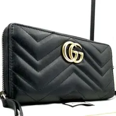 《極美品》付属品完備 GUCCI GGマーモント ラウンドファスナー 長財布