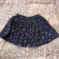 花柄 フレア ショートパンツ ネイビー キュロット