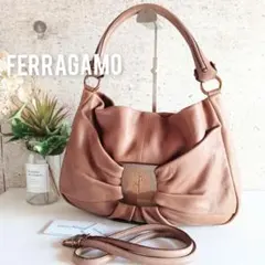 良品 フェラガモ 2way ヴィンテージ レザー ショルダー ハンドバッグ 鞄