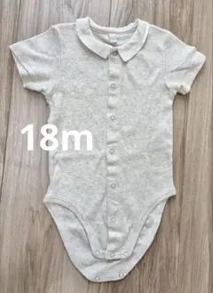 プチバトー　半袖ボディ　襟付きロンパース　18m 81cm グレー　白襟