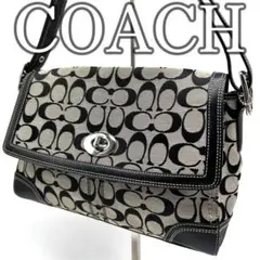 【レア美品】コーチ　ショルダーバッグ　シグネチャー　キャンバス　ターンロック
