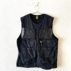 ☆【ジャックウルフスキン】メッシュベスト 綿混 裾ドロスト フルボタン L