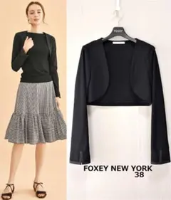フォクシーニューヨーク FOXEYNY ロゴプレートカーディガン フランネル