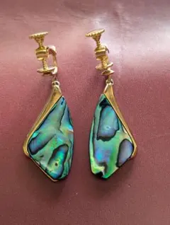 美品アバロンシェル 金メッキ ドロップイヤリング